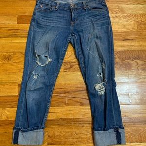 Distressed Hudson Cropped Jeans